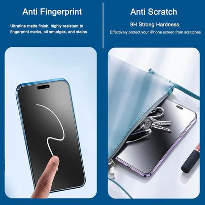2 Pack Matte Privacy Screen Protector for iPhone 15 Plus/16 Plus, [Auto-Dust Removal and Auto-Alignment] Anti-Spy Anti-Glare Anti-Fingerprint Tempered Glass Film, Smooth & Sensitive Touch