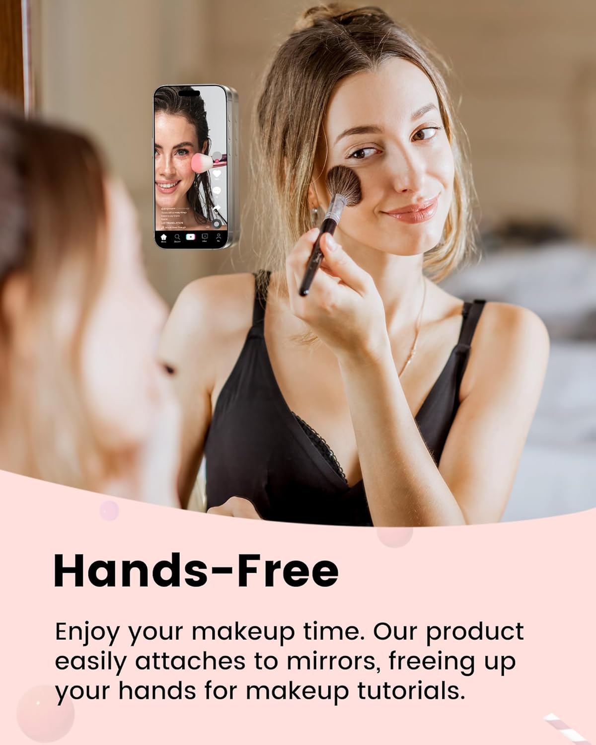 amBand Magnetic Suction Phone Mount for MagSafe Case, Silicone Octo Cup Buddy Sticky Grip Holder for iPhone, Removable Hands-Free Selfie/Video for TikTok Influencers, Women Gift, Light Pink
