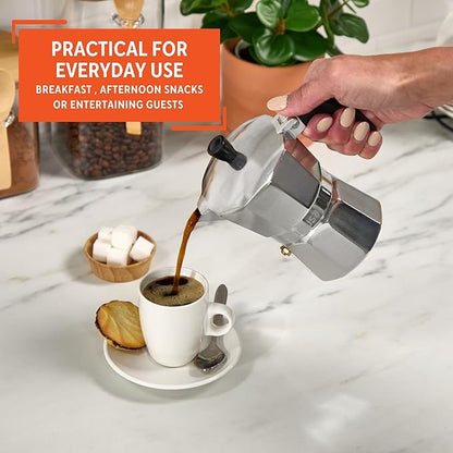 IMUSA USA B120-42V Aluminum Espresso Stovetop Coffeemaker 3-Cup, Silver (Pack of 1)