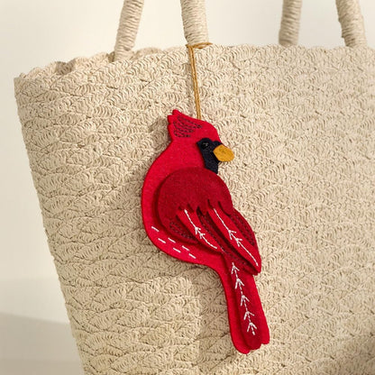 Lovepop Handmade Cheerful Cardinal HeartFelt Charm Card | Soft Felt Bird Keychain for Wallet, Handbag, Car Key, Home Decor | Ornaments, Bag Charms, Key Ring, Purse Accessories, Gift Toppers