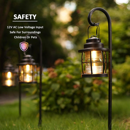 Low Voltage Pathway Lights 1.1W 12V AC Outdoor Shepherd Hook Path Lights 6PK 32 Lumen Metal Landscape Lighting Kit Warm White Hardwired Walkway Light with Connectors and Stakes