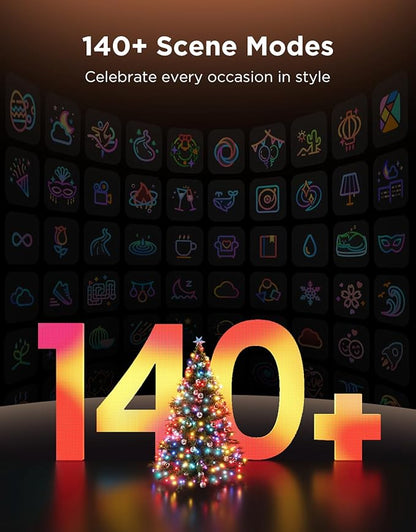 Govee Christmas Sparkle String Lights 99ft, RGBWIC String Lights with 375 Bullet-Head LEDs, App-Controlled, 140+ Scene Modes, 3D Shape Mapping, Works with SmartThings, Indoor Holiday Decorations