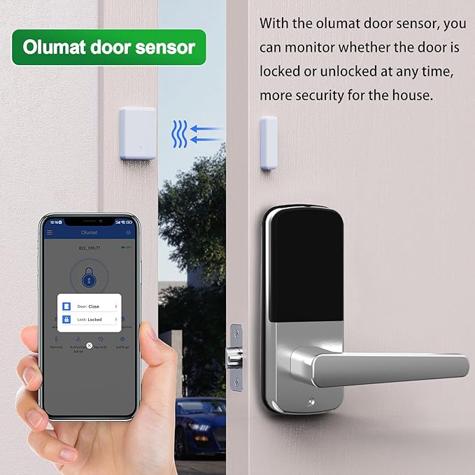 Smart Lock with Door Sensor - Fingerprint, Code, Keyless Entry - Easy Installation, 30-Day Satisfaction Guarantee