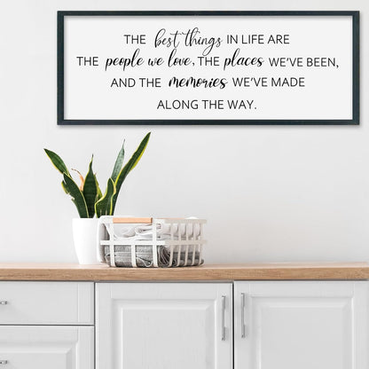 SRSZHIYUE The Best Things in Life Sign Wall Decor Art 40"×15" for family Home Bedroom Adventure Large Wood Framed Wall Hanging (Black)