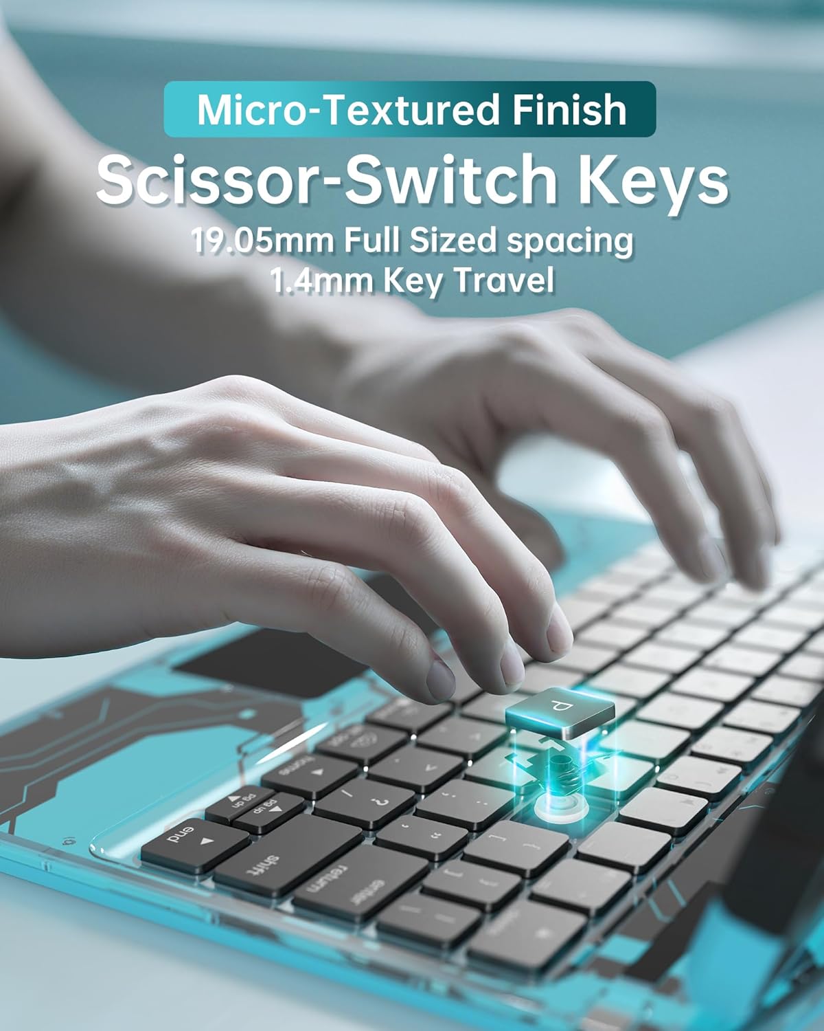 Intermerge Clear Keyboard Case for iPad Pro 13" (M4) 2024 Only, 360° Swivel Multi-Touch Trackpad, 7-Color RGB Backlit, Pencil Holder, Type-C, Power Indicator, Aqua Pulse