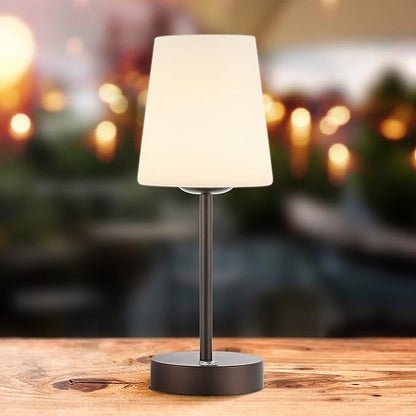 JONATHAN Y 12.75" Oil Rubbed Bronze/White Modern Rechargeable Cordless LED Table Lamp, Mini Portable Dimmable Touch Accent Lamp for Bedroom Vanity with Frosted White Glass Shade (JYL7110B)
