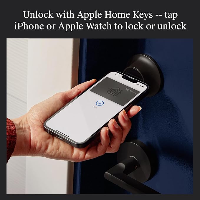 Level Lock+ WiFi Deadbolt Smart Lock - World's Smallest Smart Lock Plus Apple Home Key - Lock/Unlock Anywhere - Level App for iOS & Android - Works with Apple, Alexa, Google (Matte Black)