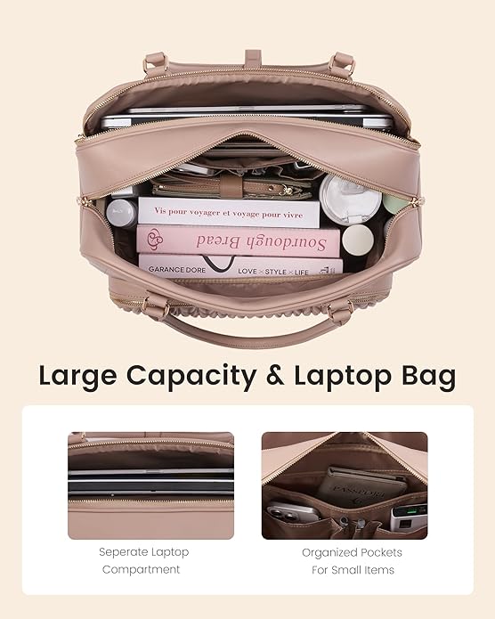 LOVEVOOK Tote Bag for Women,Light Puffer Tote Bag with Multi-pockets,Stylish Carry on Laptop Bags for Daily,Travel,Work,Gym | with Multi-pockets, Stylish, Carry on, for Daily, Travel, Work
