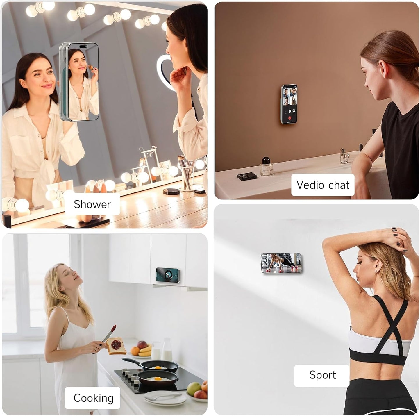 Patented Magnetic Sticky Phone Suction Grip Mount for MagSafe Case,Magnet Silicone Portable Stand Holder for iPhone 16/15/14/13/12 Series and Android, Hands-Free Selfies and Videos,Starlight