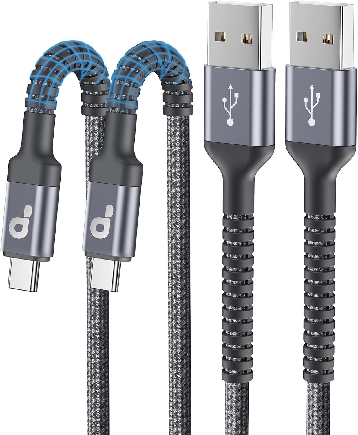 USB C Cable 10FT, 2Pack Long USB A to USB C Charger Cables, iPhone USBC Cable 3A Fast Charging Upgraded Extra Durable Braided USBC Cord Compatible with iPhone 16 15 Pro Max/Samsung Galaxy S23 and More