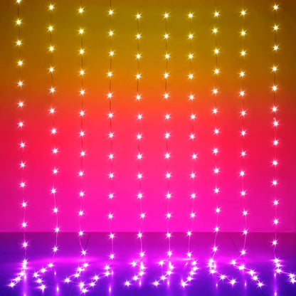 Curtain Lights, 10ft x 6ft 300 LED RGB Color Changing String Fairy Lights Curtain Waterproof, Smart APP & IR Control, 200+ Scene Modes for Bedroom Backdrop Indoor Outdoor Christmas Decoration