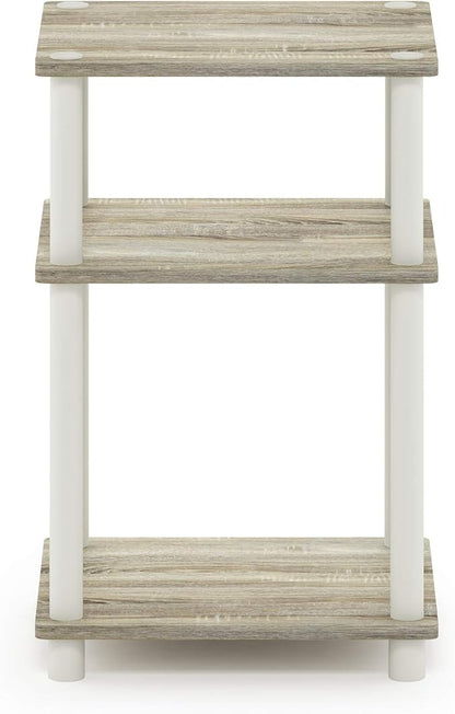 Furinno JUST Side Table, 3-Tier End Table, Open Shelves Night Stand, Bedside Table, Toolless Assembly, for Living Room, Bedroom, Bathroom, Sonoma Oak