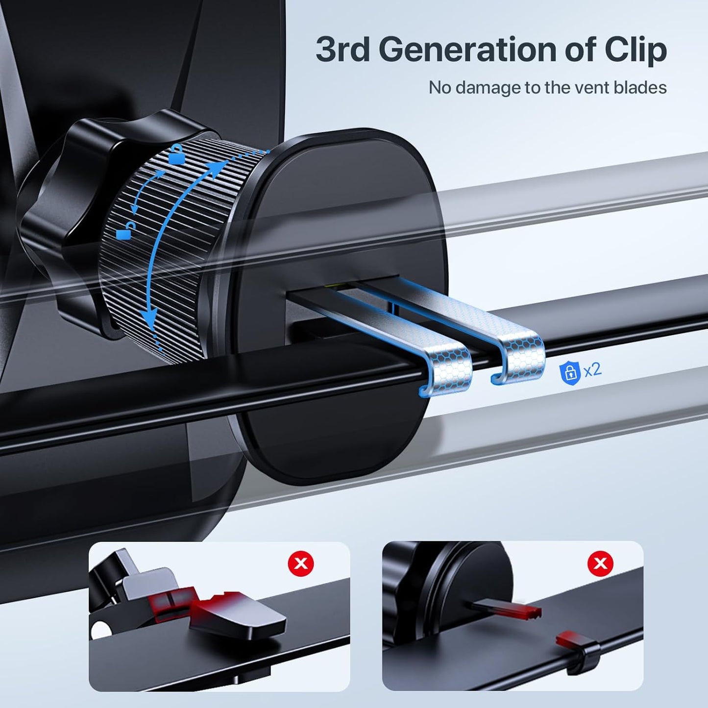 Miracase Phone Holders for Your Car, [Thick Case & Heavy Phone Friendly] Universal Cell Phone Car Mount, 3-in-1 Phone Mount for Car Dashboard Windshield Air Vent Fit for All Smartphones