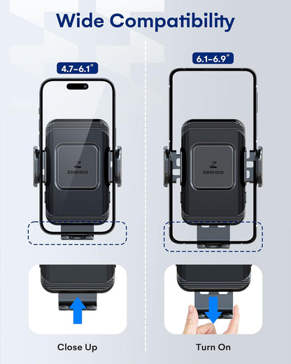 ZeeHoo Wireless Car Charger,15W Fast Charging Auto-Clamp Car Mount,Windshield Dash Air Vent Phone Holder for iPhone 14 13 12 Mini 11 Pro Max XS XR 8,S22 S21 S20(45W QC3.0 Adapter Included)