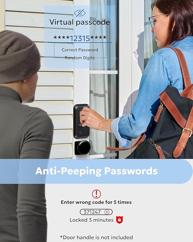 BE-TECH Keyless Entry Door Lock with Keypad - Smart Digital Deadbolt for Front Door with 2 Keys, Electronic Door Lock with Anti-Peeping Code, Auto-Locking, One-time Password for Customer, Black