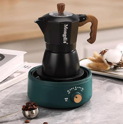 Electric Stove 500W Mini Electric Teapot Heater Stove 4.33in Glass Tea Maker Hot Plates Burner Countertop Stove for Ceramic Glass Kettle (Green)