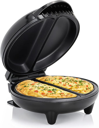 Elite Gourmet EOM205 Non-Stick Omelet Frittata Snack Pocket Maker for 2 Individual 6.5" Omelets,Stainless Steel and Black,(Pack of 6)