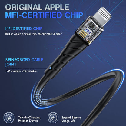 OIITH MFi Certified Short for iPhone Charger Cable 3 Pack 1 Ft, 12 inch for Lightning Charging Cord, Fast 2.4A for iPhone Data Cord Compatible with iPhone12/11/XS/Max/XR/X/8/8P/7P/6/iPad - Blue