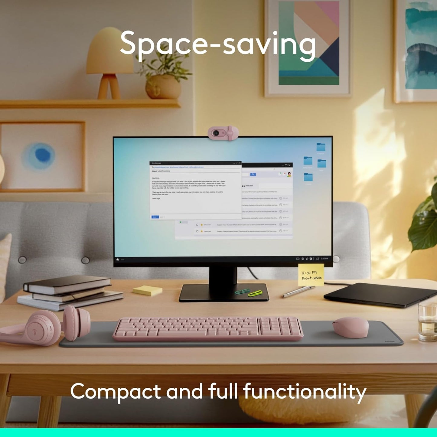Logitech MK250 Bluetooth Wireless Mouse and Keyboard Combo: Fast & Easy Connectivity, Compact Wireless Keyboard, Ambidextrous Mouse, Durable Build - Windows/MacOS - Rose