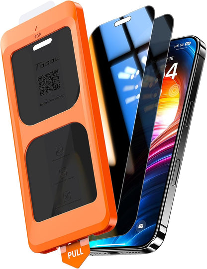 TOCOL for iPhone 16 Plus 15 Plus Privacy Screen Protector True 25°Anti Spy 9H+ Hardness Tempered Glass Full Coverage Screen Protector Easy Installation 2 Pack