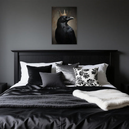 OAAPITI Raven King Wall Art Mysterious Black Bird Painting Dark Gothic Animal Canvas Print for Living Room Bedroom Home Office Inspirational Decor(Artwork-8,24"x36")