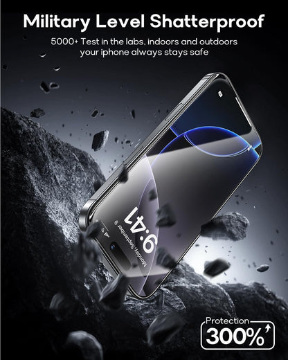 3 Pack for iPhone 15 Pro Tempered Glass Screen Protector:9H+ Durable, Auto Positioning, Bubble Free, High Definition, Easy Installation