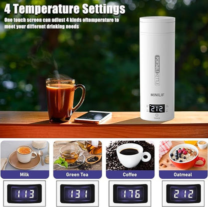 Travel Kettle Portable Electric Kettle, Small Mini Tea Coffee Kettle Water Boiler With 4 Variable Settings, 316 Stainless Steel, Fast Boiling Water with Auto Shut-Off & Boil Dry Protection