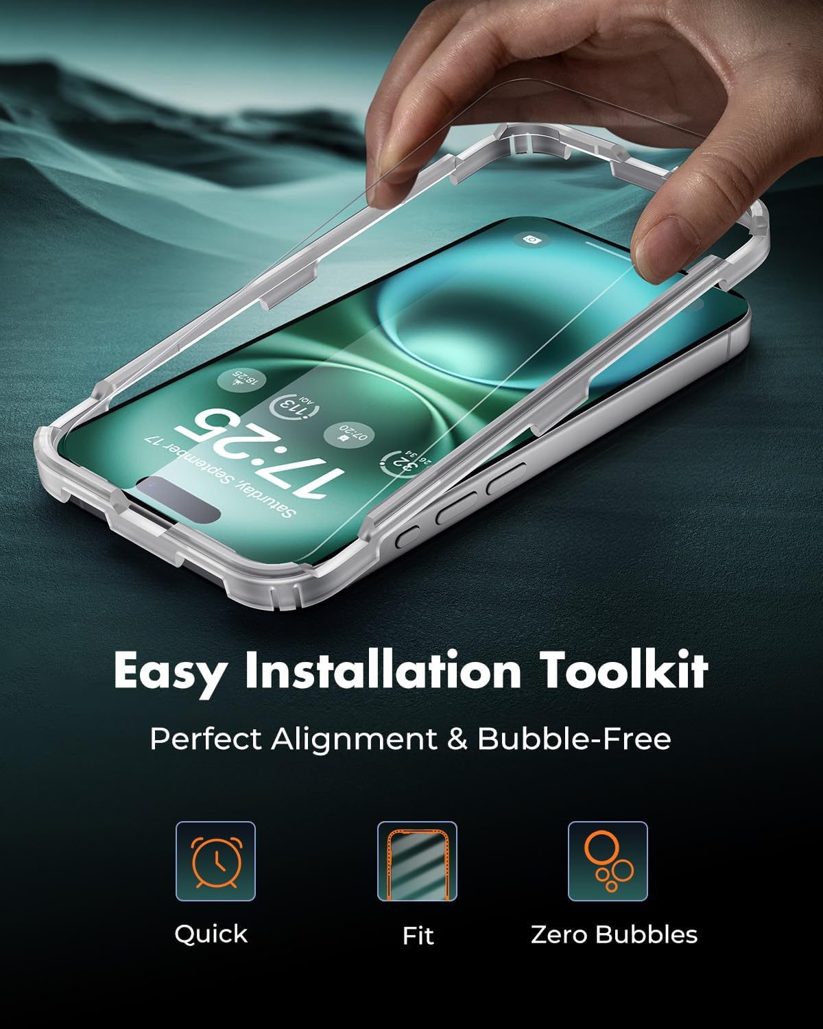 UNBREAKcable 3-Pack Screen Protector for iPhone 16 Plus, Double Shatterproof Tempered Glass [Easy Installation Frame] [9H Hardness] [99.99% HD Clear] [Case Friendly] for iPhone 6.7 inch