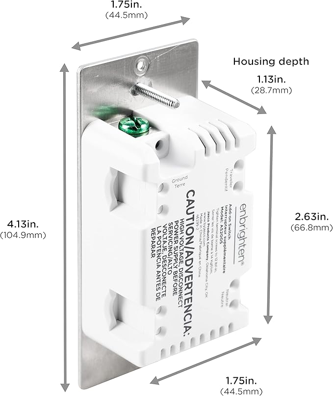 Enbrighten Add-On Switch QuickFit and SimpleWire, In-Wall Rocker Paddle, Z-Wave ZigBee Wireless Smart Lighting Controls, NOT A STANDALONE Switch, 46199 , White and Light Almond