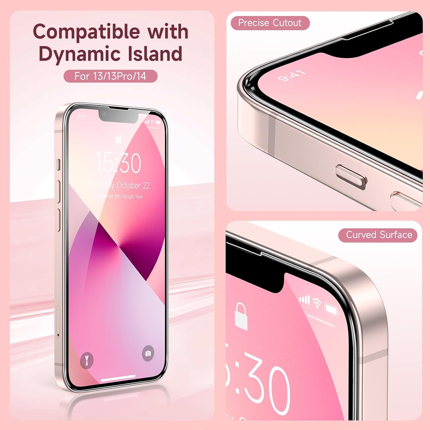 Fotbor for [3 Pack] iPhone 16e/13/13 Pro/14 Screen Protector Glass, 9H Tempered Glass Case Friendly HD Film Accessories iPhone 16e 13 13Pro 14 6.1"