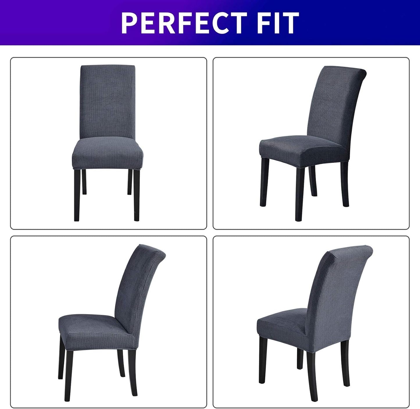 Howhic Stretch Chair Covers for Dining Room Set of 2, Removable Washable Dining Room Chair Covers, Dining Chair Slipcovers Seat Protector, Great Home Decor and Banquet Upholstery (Gray, 2 Pack)