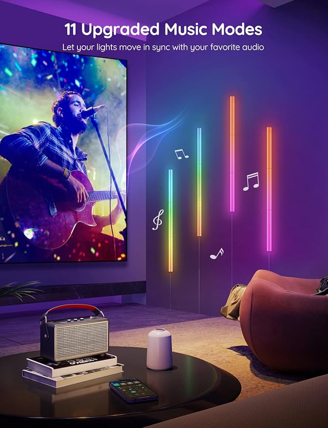 Govee Glide Wall Lights, RGBIC LED Light, Smart Gaming Light Compatible with SmartThings, RGB Lights Bar, LED Wall Lights for Bedroom, 2 Panels Set (3 Sections/Panel)