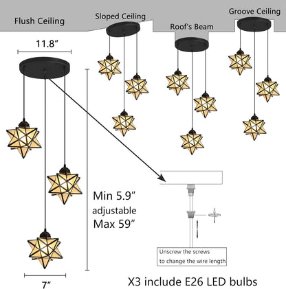 Frosted White Glass Dining Room Chandelier Farmhouse Pendant Lights for Kitchen Island Light Fixture Modern Chandeliers with Warm Light Bulbs Black
