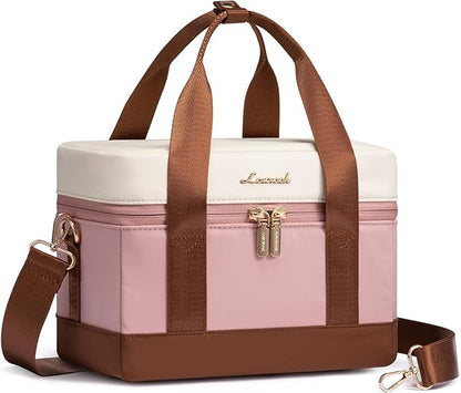 LOVEVOOK Insulated Lunch Bag for Women - Cute Lunch Box Cooler for Work, Picnic, and Beach, Pink