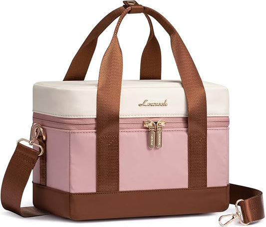 LOVEVOOK Insulated Lunch Bag for Women - Cute Lunch Box Cooler for Work, Picnic, and Beach, Pink