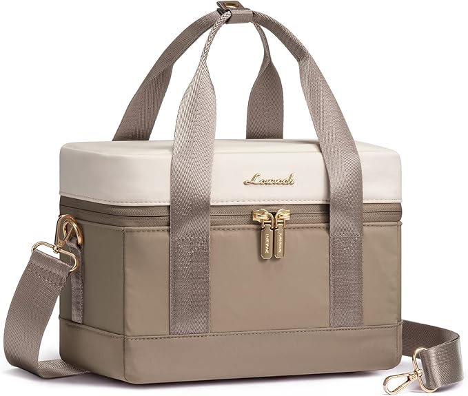 LOVEVOOK Insulated Lunch Bag for Women & Men - Cooler Lunch Tote and Lunch Box for Work and Travel, Khaki-beige