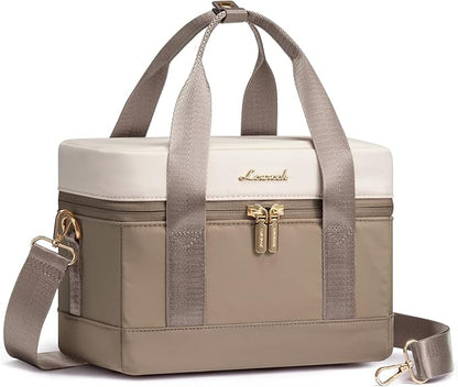 LOVEVOOK Insulated Lunch Bag for Women & Men - Cooler Lunch Tote and Lunch Box for Work and Travel, Khaki-beige
