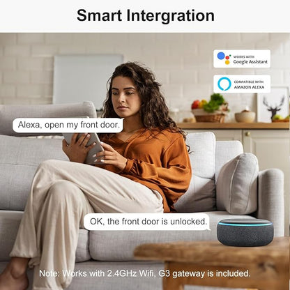 Keyless Entry Door Lock with Lever Handle: SMONET WiFi Smart Locks for Front Door Keypad Lever App Remote Control 2-Pack,Fingerprint Smart Deadbolt,Auto Lock,Black