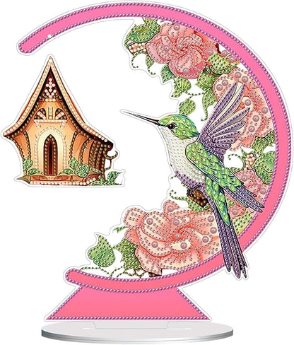 Diamond Painting Kits for Adults Beginners, 5D Full Drill Bird Crystal Art Desktop Ornament, DIY Single Sided Home Office Desk Decor, Creative Craft Gift Set with Tools