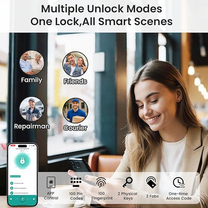 Keyless Entry Door Lock, Biquole Smart Lock with App Control, Fingerprint Door Lock, Electronic Keypad Deadbolt, Auto & One Touch Lock | Digital Smart Door Locks | Easy Installation | IP54 Waterproof