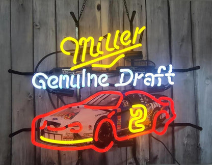 Neon Signs Beer Bar Club Bedroom Compatible For Miller Genuine Draft Car Glass Neon Signs for Office Hotel Pub Cafe Birthday Party Man Cave Neon Light Art Wall Lights 24 X 20 Inches