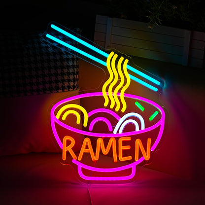 Ramen Neon Sign Dimmable LED Ramen Neon Light for Wall Decor Delicious Noodle Light Up Sign for Ramen Shop Resturant Dinning Room Kitchen (12"*15.5"USB)