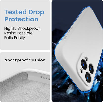 FireNova for iPhone 14 Pro Case, Silicone Upgraded [Camera Protection] Phone Case with [2 Screen Protectors], Soft Anti-Scratch Microfiber Lining Inside, 6.1 inch, White