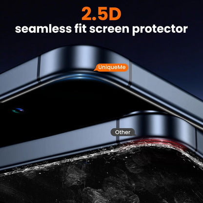 UniqueMe for iPhone 15 Pro Screen Protector - [Military Grade Shatterproof & 9H+ Hardness] Screen Protector 15 Pro Tempered Glass Full Coverage Protection, Easy Installation, 2 Packs