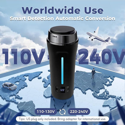 Dual Voltage Travel Kettle, 110-240V Portable Electric Kettle with LCD Display, 4 Temperature Settings, 4 Colors LED for Global Use (350ML)