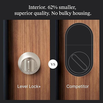Level Lock+ WiFi Deadbolt Smart Lock - World's Smallest Smart Lock Plus Apple Home Key - Lock/Unlock Anywhere - Level App for iOS & Android - Works with Apple, Alexa, Google (Satin Nickel)