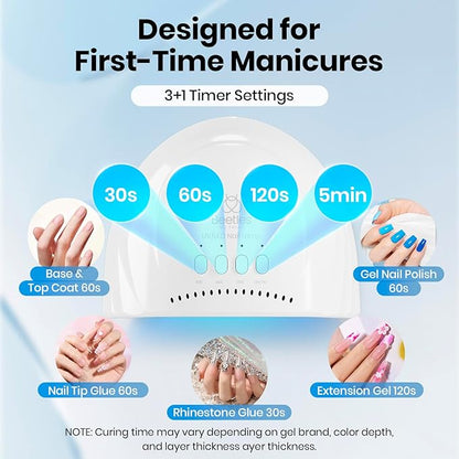 Beetles UV Nail Lamp - LED Nail Lamp with 3 Timer 30/60/120s UV Light for Gel Nails Smart Sensor Nails Dryer for Fast Curing Gel Polish Top Coat and Base Coat, DIY Salon Manicure Art Tools, White
