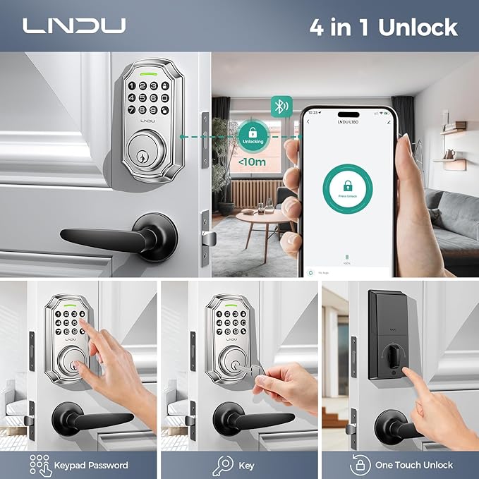 Keyless Entry Door Lock, Smart Deadbolt Lock with Handleset D180 & D280 (Keypad & Leveler)