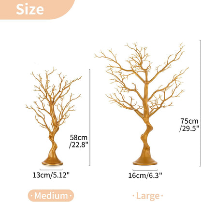 Nuptio 22.8 inch Tall Gold Christmas Tree Branch Artificial Manzanita Tree Centerpiece Wedding Centerpieces for Tables, Decorative Ornament Display Tree Branches for Decoration Weddings (2 Pc)