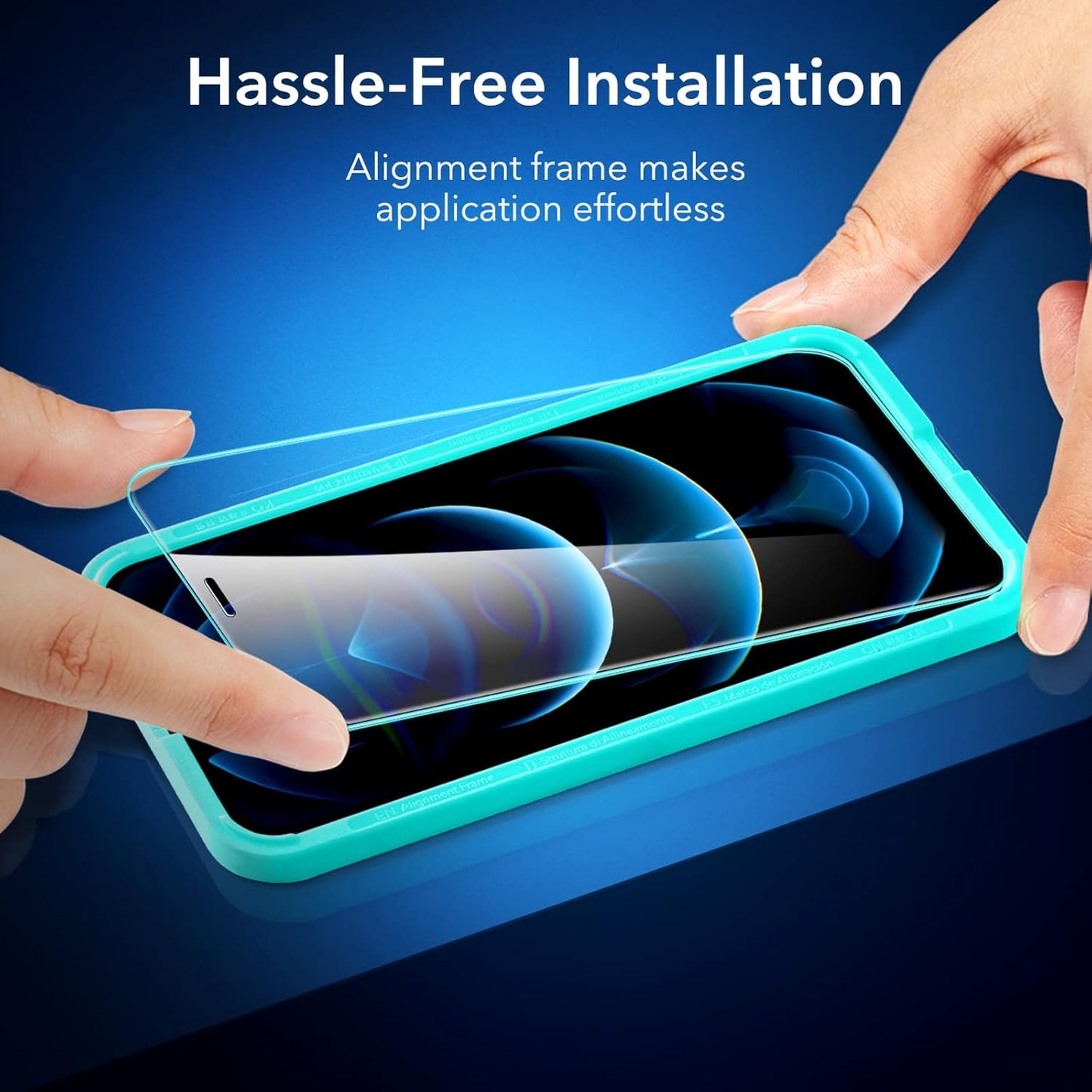 ESR 3 Pack for iPhone 12 Pro Max Screen Protector, 9H Hardness Tempered Glass Scratch Resistant with Easy Installation Frame compatible with iPhone 12 Pro Max 6.7", Case-Friendly
